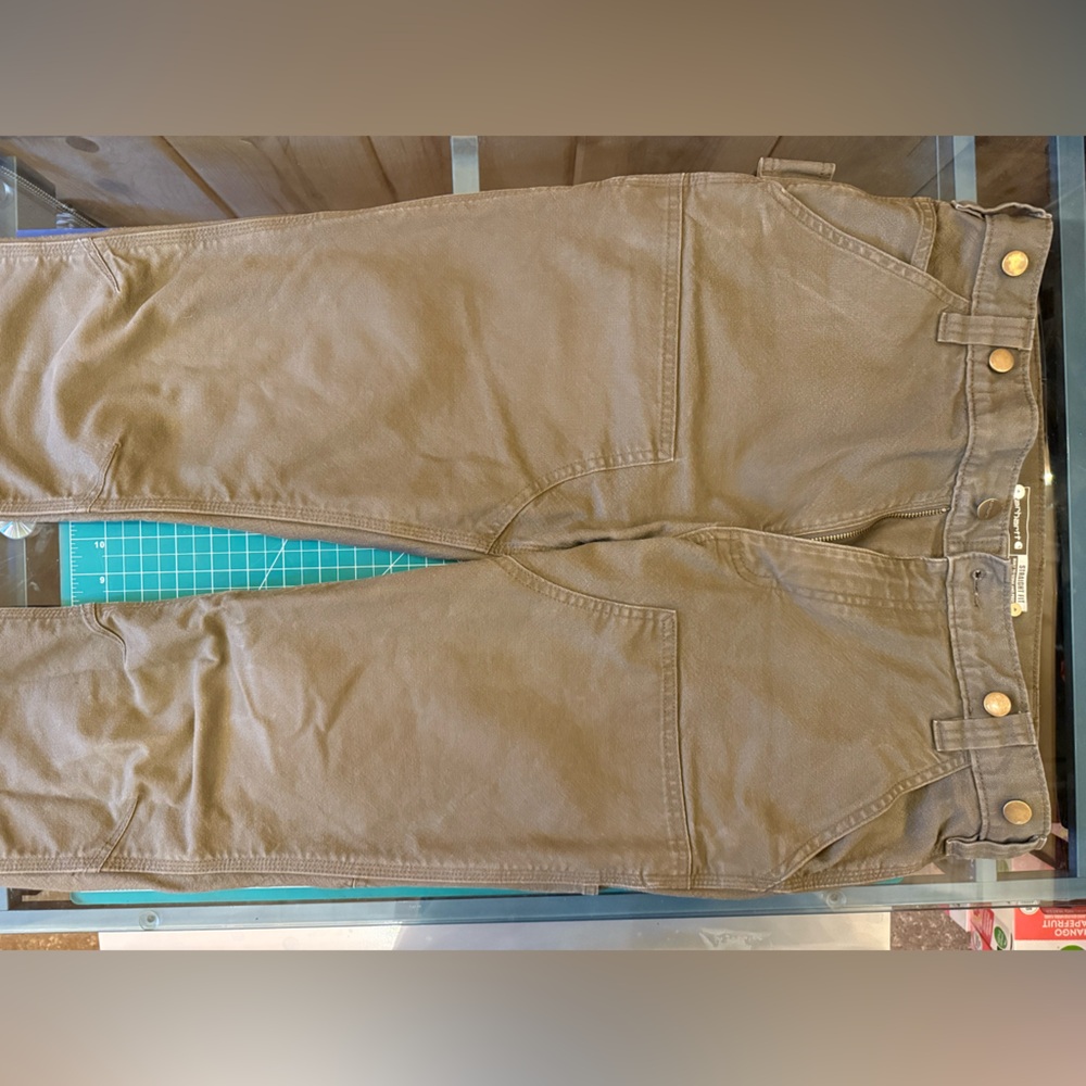Carhartt Dark Olive Slim Tapered Rugged Flex Double-Front Dungaree
